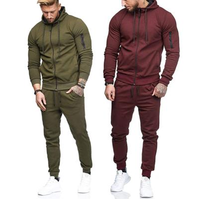 China JS079 Custom Logo Zipper Solid Color Cotton Custom Jogger Cropped Sweatshirt Hoodies Sets Men Hoodie And Sweatpants Set for sale