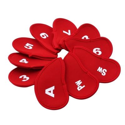 China Wholesale Custom Durable 10 Pcs Handmade Leather Golf Iron Head Covers Protective Case for sale