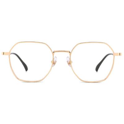 China For 2021 New Arrival China High Quality Soft Pure Titanium Reading Glass Biocolor Plating HEXAGON Optical Frames With Low MOQ for sale