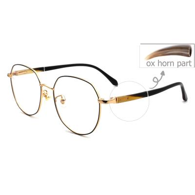 China For Reading Glass Design CE Certification Goods BEEF Horn Business Ready Style New 2021 Optical Round Frames Block Blue Light Reading Glasses for sale