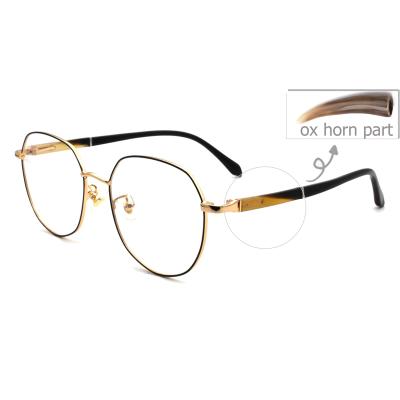 China For Reading Glass Design CE Certification Goods BEEF Horn Business Ready Style New 2021 Optical Round Frames Block Blue Light Reading Glasses for sale