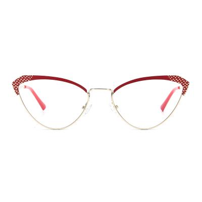 China For Reading Glasses 2021 Ready Goods Metal Cateye High Quality Frames For Ladies Anti Blue Light Glasses With Low MOQ for sale