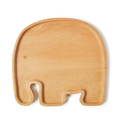 China Viable Wholesale Custom Kids Logo Home Use Flat Dishes Elephant Shape Dish Bamboo Food Serving Tray for sale