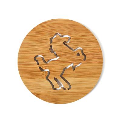 China Liveable Horse Logo Round Square Bamboo Custom Placemat Set Wooden Drink Tea Beer Coaster Cup Mat for sale