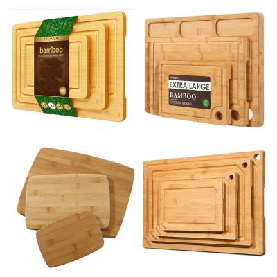 China Viable Organic Bamboo Cutting Board with Juice Groove 3 Pcs Bamboo Cutting Boards for Kitchen Cutting Plate for Meat Steak Vegetable for sale