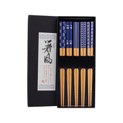 China Disposable Customized Logo High Quality Household 5 Pairs of Japanese Treble Chopsticks Gift Box for sale