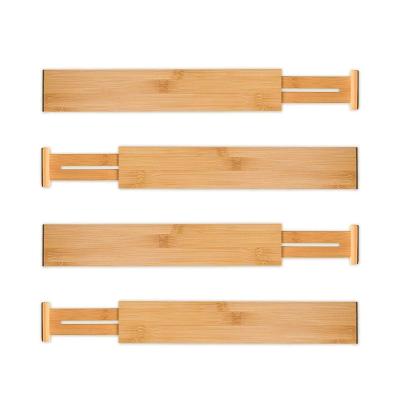 China Bathroom 4-Pack Adjustable Bamboo Organizers Expandable Drawer Drawer Organizer Dividers For Kitchen Dresser Bedroom for sale