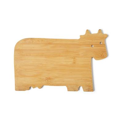 China Sustainable Natural Custom Animal Shape Chopper Cow Shed Large Bamboo Cutting Boards With Handle For Kitchen for sale