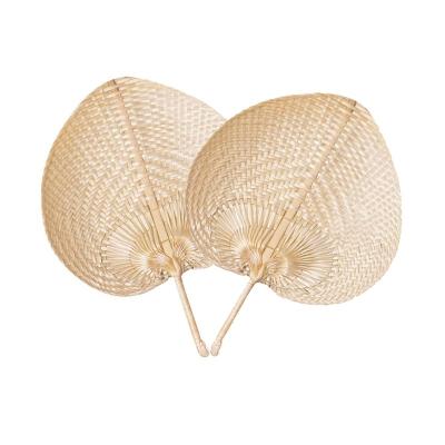 China Pure Africa Feature Pure Handmade Peach Shaped Bamboo Braided Summer Hand Cool Fan for sale