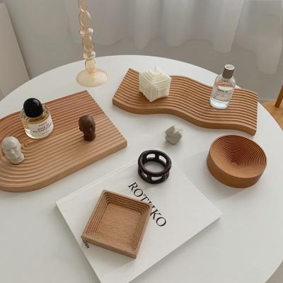 China Nordic Entrance Tray Food Photography Photo Props Wooden Water Ripple Aromatherapy Sustainable Hot Sales for sale