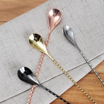 China 30/40/50 cm Water Drop Bartender Silver Plated Stainless Steel Shaker Bar Viable Shaker Ice Strainer Spoon for sale