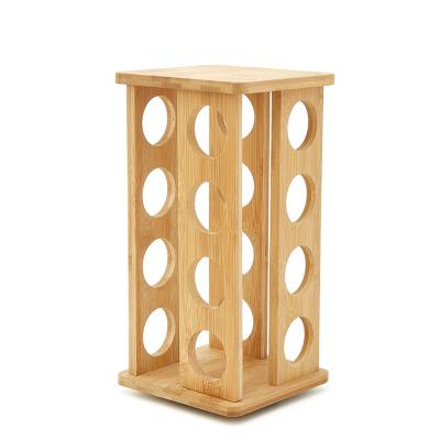 China Viable Hot Sales Customized Kitchen Countertops Rotating Seasoning Rack Rack Rotating 16 Bottle Storage Bamboo Spice Rack for sale