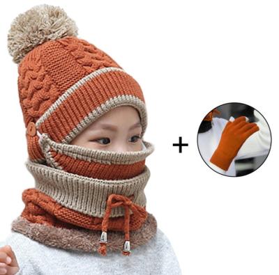 China COMMON Set of Beanie Mask Scarf Neckwarmer Gloves 4pcs for Children Kids Hat Set for sale