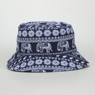 China Breathable Comfort Vintage Style Printed Reversible Cotton Bilateral Hats Fisherman Bucket Hat Ethnic Wear Style Hat for sale