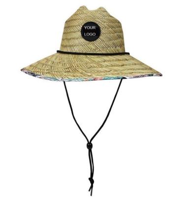 China Custom Chinese Simple Picture 58-60cm Lifeguard Hat Women/Men Lifeguard Hat Rushing Grass Cheap Straw Hat for sale