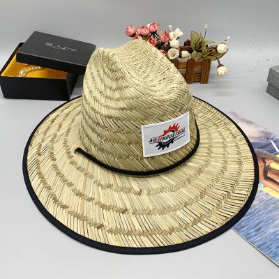 China Custom Made Outdoor Lifeguard Straw Hat Logo Cowboy Hat Men Surf Picture Beach Hat for sale