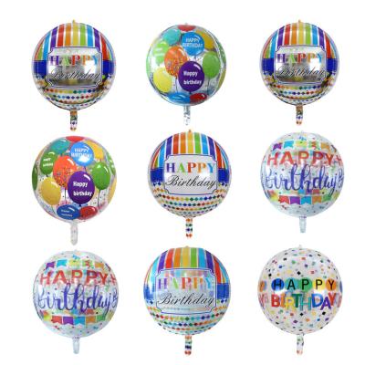 China Gift Toy 22 inch Internet Red 4D Transparent Balloon Happy Birthday Balloon Party Children Baby Shower Helium Balloon for sale