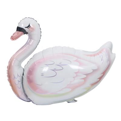 China Gift Toy Animal White Swan Girl Gift Wedding Foil Golden Globe Cartoon Balloon Set Party Decoration for sale