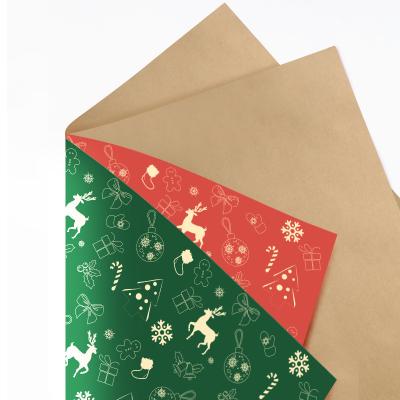 China Paper Christmas wrapping paper color kraft wrapping paper wholesale christmas DIY gift wrapping paper for sale