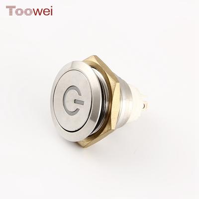 China Aluminum Alloy 19mm Dimmer Switch Round Momentary Metal Waterproof Push Button Switch for sale