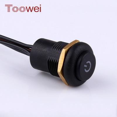 China Toowei 12mm Waterproof Power Plastic Symbol Energy Plastic Push Button Switch For Toys for sale