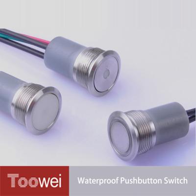 China Aluminum Alloy Toowei 19mm Stainless Steel Flat Key Lamp Switch Push Button ip67 Momentary Resettable Switch as Machine Switches for sale