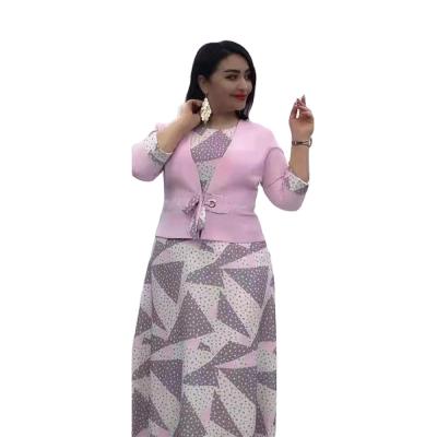 China QUICK DRY mom plus size small suit printed long dress skirt commuter suit two-piece female for sale