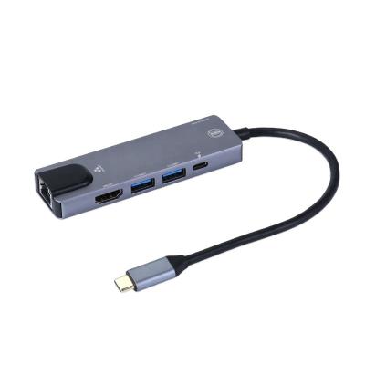 China PVC+bare USB C Adapter USB C Port Type C HUB 5 Hub 5 USB 3.1 Type C For Latop for sale