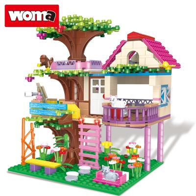 China Building Toy WOMA TOYS Girl's Friendship Treehouse Building Block Toy Model Figures Kids DIY Brick Toys Scene Set for sale