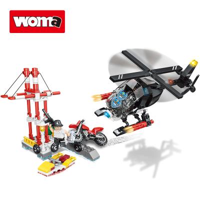 China Building toy WOMA TOYS AliExpress Hot Selling Diy Hit Toy Helicopter Rescue Building Blocks Model Toys Small Set for sale