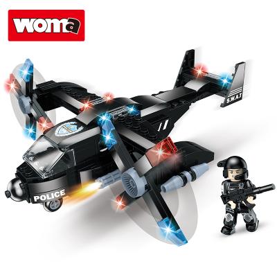 China Construction toy WOMA TOYS wish cheap hot sale city police BANG Team Helicopter model building blocks toys set diy bricks for sale