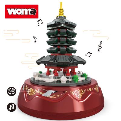 China Building Toy WOMA TOYS History Chinese Culture Leif Eng Turn Tower China Music Box Building Block Toy For Children Gifts Toy for sale