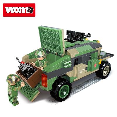 China Construction Toy WOMA TOYS Army Vehicle Building Blocks Bricks Wholesale Light Armored Military Car Educational Toy Set Toy for sale