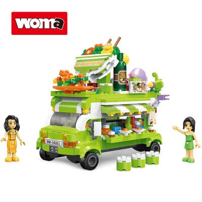 China WOMA Building Toy TOYS Hot Sale 8 Wish In 1 Food Noodle Truck Car Building Blocks Hand Drawn Bricks Toys For Children Kids for sale