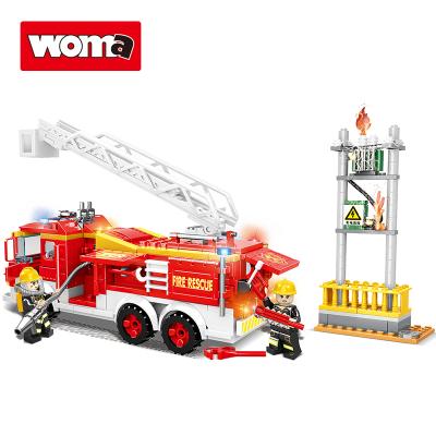 China DIY WOMA TOY TOYS Educational Student Assemble Car Diy Toys Building Blocks Child Rescue Fire Truck Bricks Model Set for sale