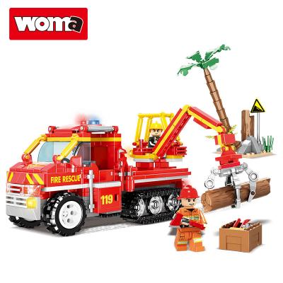 China Building toy WOMA TOYS hot selling diy building blocks Amazon city small fire engine lane rescue vehicle model other toys scene set for sale