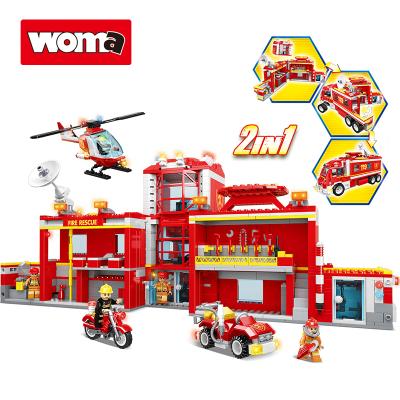 China Building Toy WOMA TOYS Compatible Brands Bricks 1243pcs Fire Rescue Service Master Educational Car Small Building Blocks Toy For Children for sale