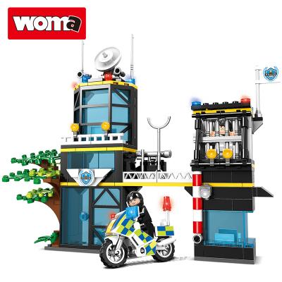 China Building toy WOMA TOYS city police station stunt figures motorcycle children educational children building blocks small toys model diy for sale