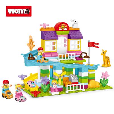 China WOMA Building Toy TOYS Wholesale OEM ODM MOC Children's Garden Car Track Sliding Big Large Building Block Brick With Baseplates Diy for sale