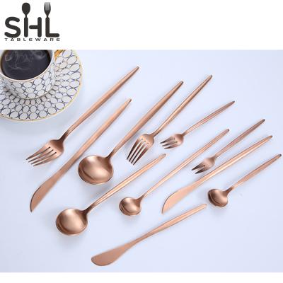 China Sustainable Wholesale Bulk Package Stainless Steel Cutlery Set Rose Gold One Cutlery Set for sale