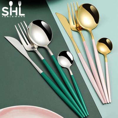 China Sustainable Flatware Sets Tea Spoons Dessert Fork Travel Stainless Steel Cutlery Set for sale