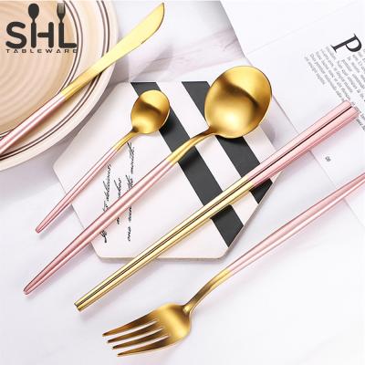 China Sustainable Stainless Steel Gold Flatware For Wedding Gold Brushed Flatware Sets for sale