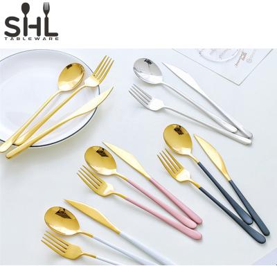 China Factory Sustainable Sale Luxury Flatware Dessert Flatware Sets Gold Cutlery Flatware Set for sale