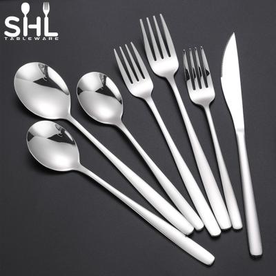 China Custom Silver Stainless Steel Flatware Cutlery Set Viable Spoon Fork Flatware Bulk Flatware for sale