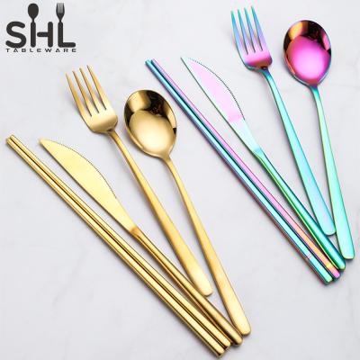 China Sustainable Luxury Bulk Steel Wedding Cutlery Flatware Matte Gold Flatware Set Stainless for sale