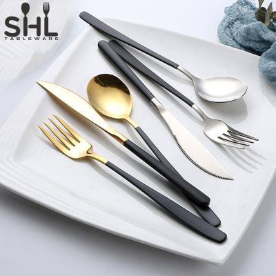 China Royal Viable Spoon Fork Chopstick Knife Cutlery Sets Spoon Flatware Matte Black Sets for sale