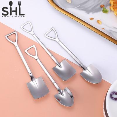 China OEM Silver Edged Spoon Dessert Teaspoon Long Handle Teaspoon Silver Teaspoon Wholesale Custom Viable Gift for sale