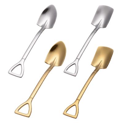 China Viable Factory Discount Wedding Tea Stainless Steel Cheap Gold Rose Coffee Dinner Gilded Spoon Gold Edge Spoon for sale