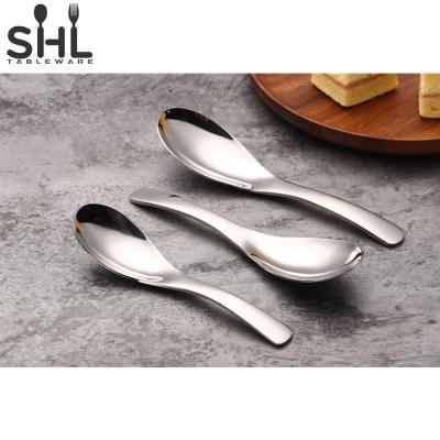 China Viable Wholesale Stainless Steel Flatware Rice Spoon Earl Spoon Thick Metal Round Table Spoon for sale