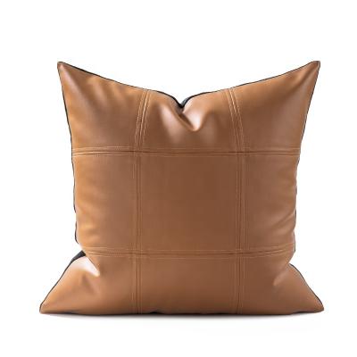 China Anti-pilling European Style Leather Sofa Faux Leather Cushion Covers Amazon PU Pillow Cover 18 x 18 Pillowcase for sale